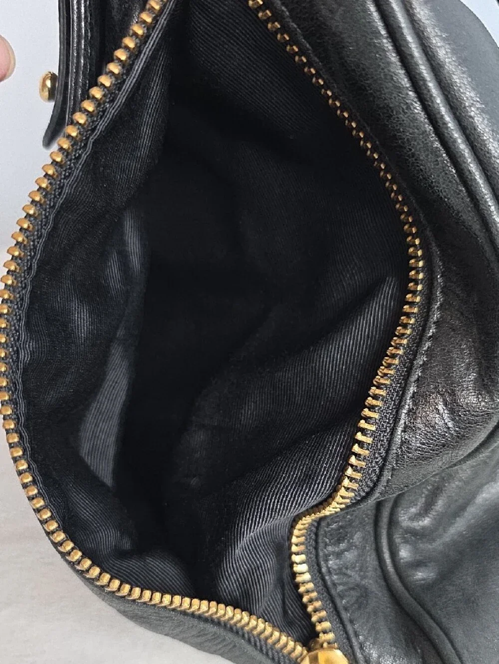 Badgley Mischka Black Leather Satchel with Gold Hardware